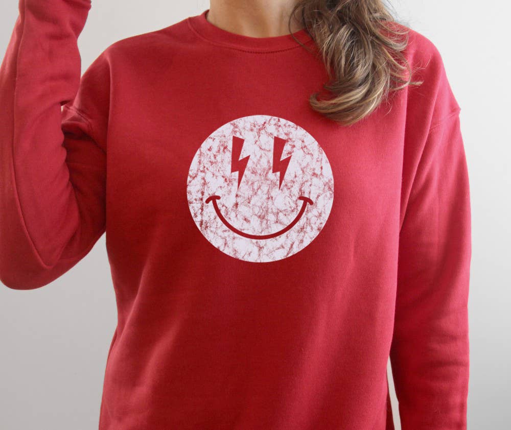 Shamaim – Großhandel Sweatshirt mit Grafikdruck – Damen – Unisex-Fleecepullover Happy Face mit aufhellendem Auge5
