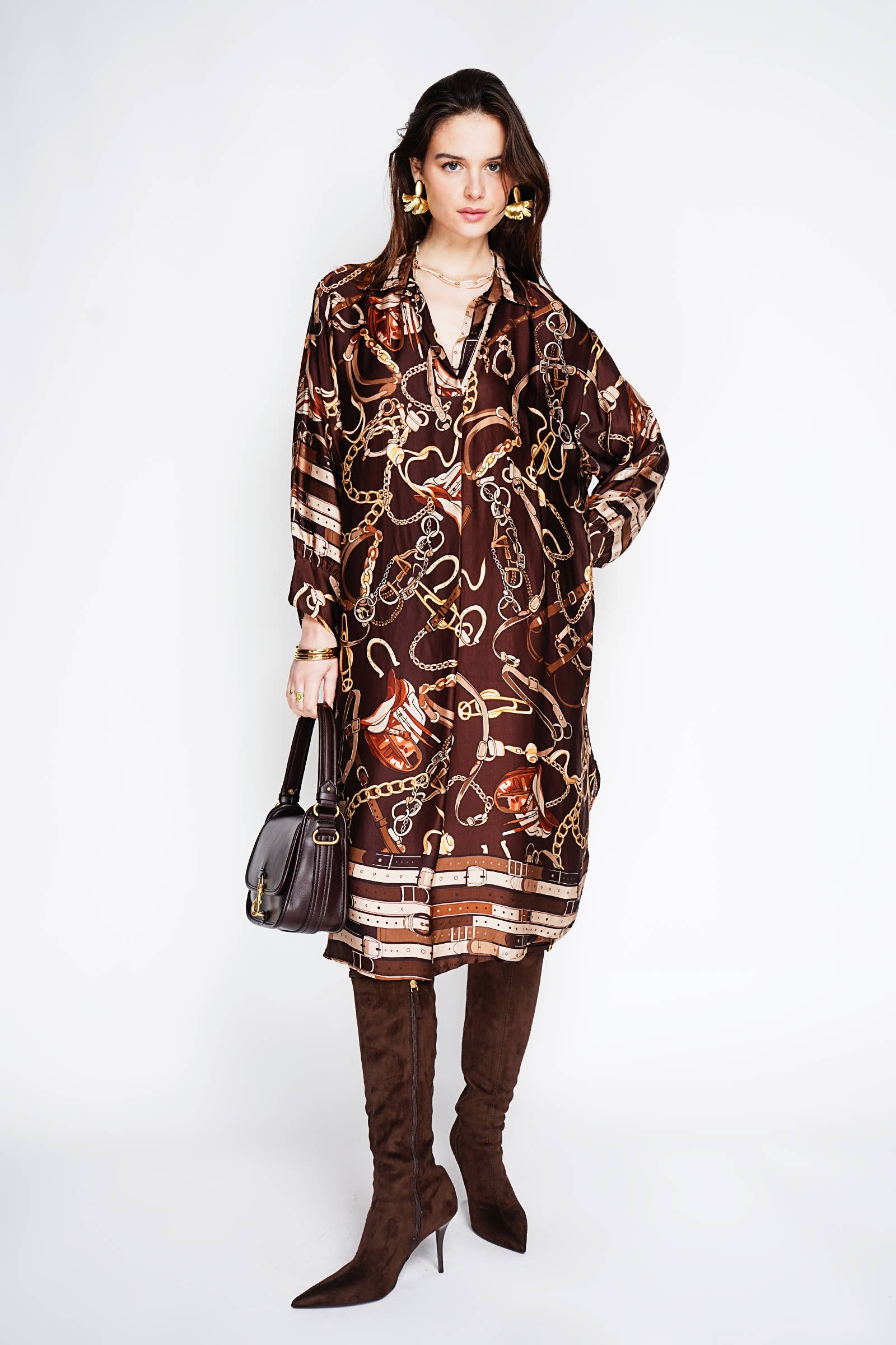 NOELINE - Vente Robe – femme - Robe satinée en viscose et soie 2309-SATIN FANTAISIE4