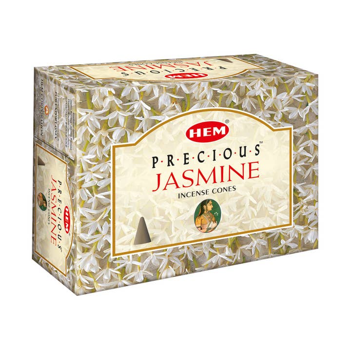 HEM Precious Jasmine Incense-Cone Pack (12 Packs × 10 Cones) for wholesale by Garland of Letters Bookstore
