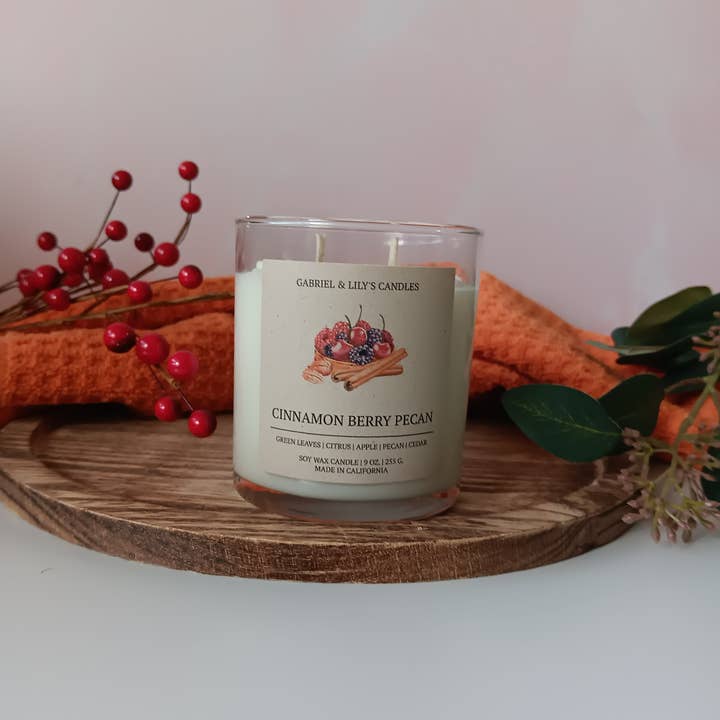 Gabriel & Lily's Candles - Wholesale Jar/filled candle - Cinnamon Berry Pecan Holiday Soy Candle1
