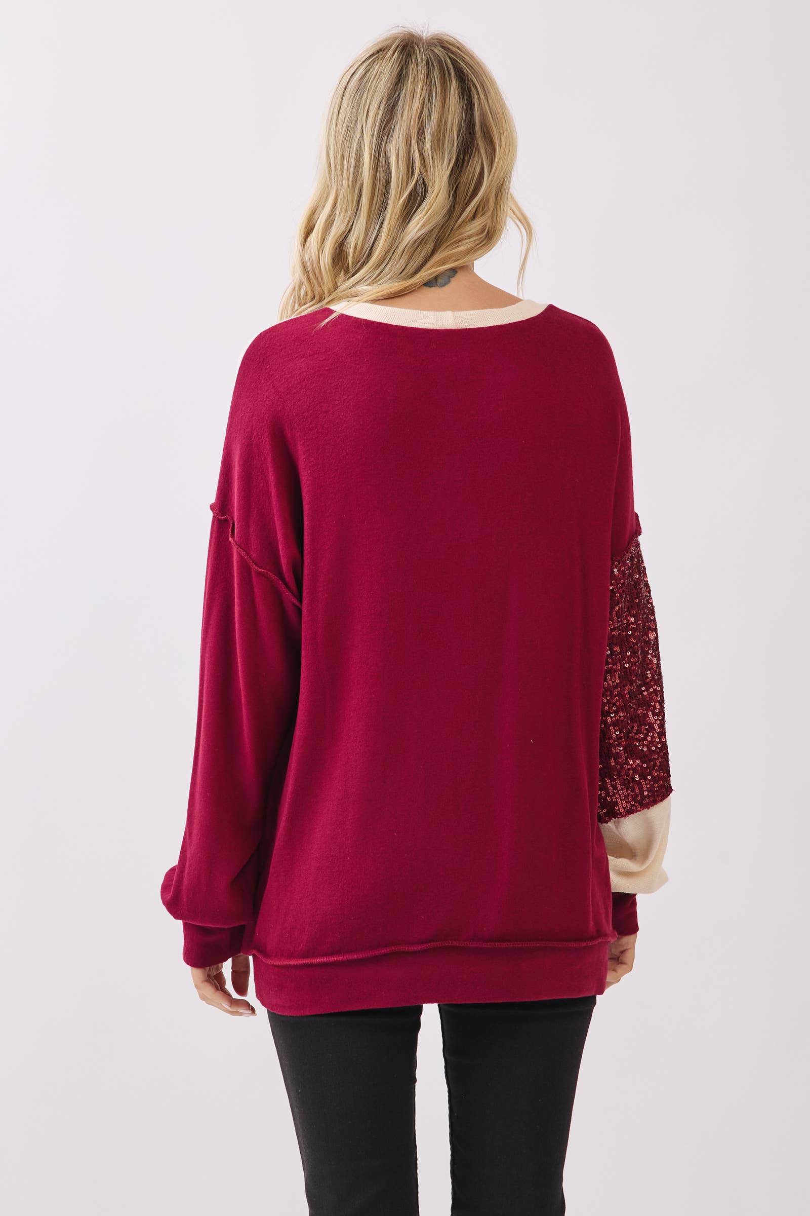 7th Ray – Sweatshirt - Mulher por atacado – Top de Manga Comprida com Bolso Patchwork de Lantejoulas T60607