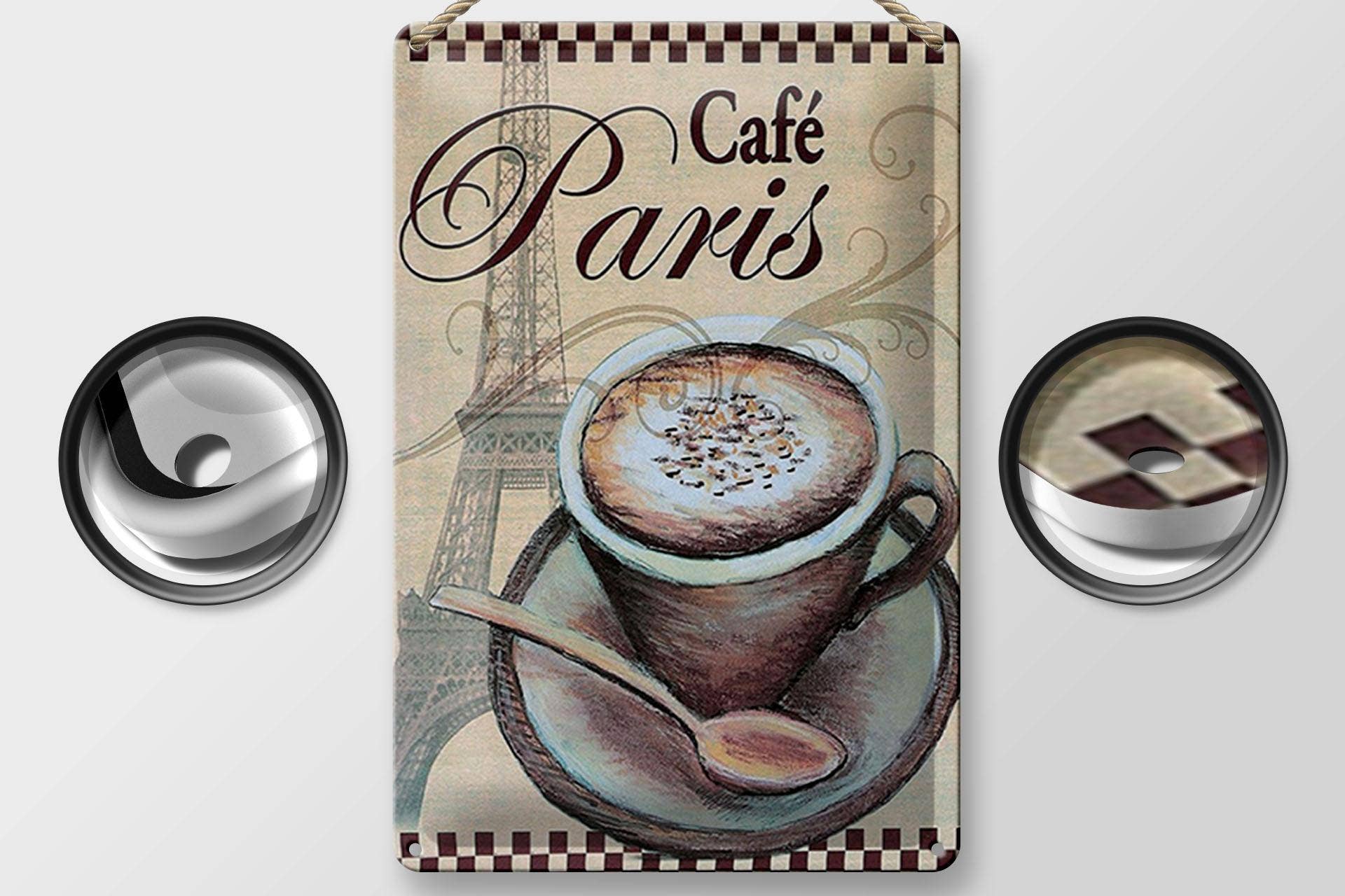 Femer - Wholesale Sign - Paris 20x30 cm Eiffel Tower Coffee Cup Cafe Deco Sign1