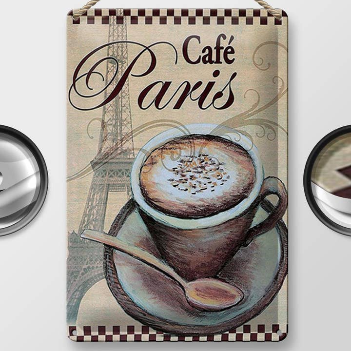 Femer - Wholesale Sign - Paris 20x30 cm Eiffel Tower Coffee Cup Cafe Deco Sign1