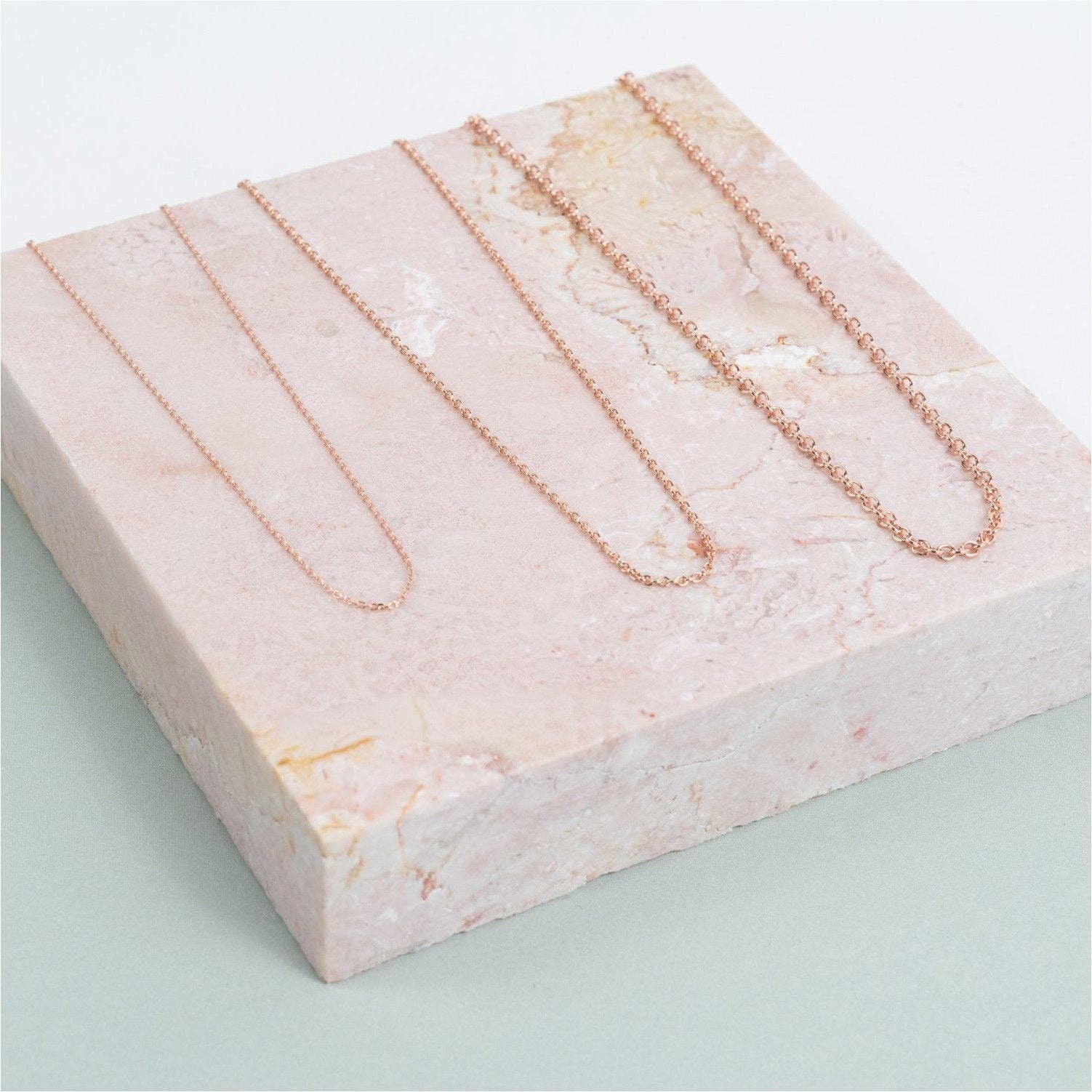 Auree Jewellery – wholesale Link & chain necklace – Marylebone 9ct Rose Gold Fine Trace Chain4