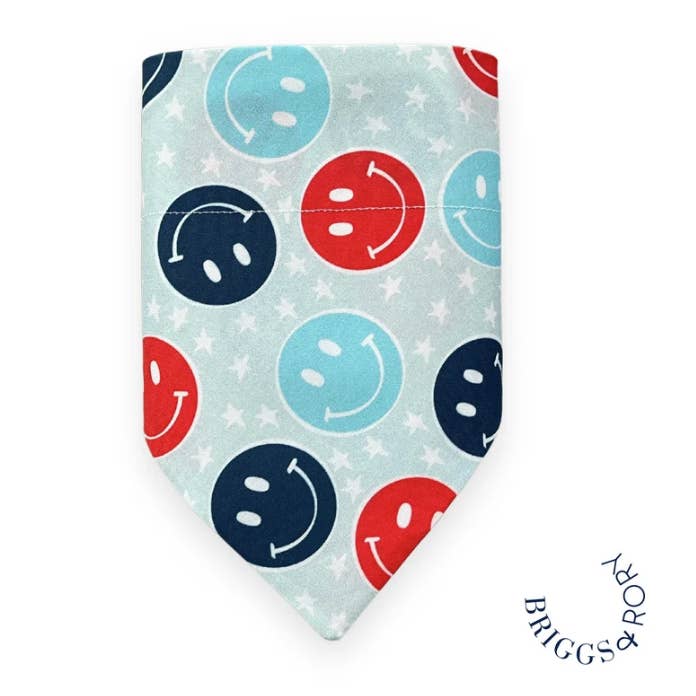 4th of July Smiley Face Dog Bandana for wholesale by Briggs & Rory