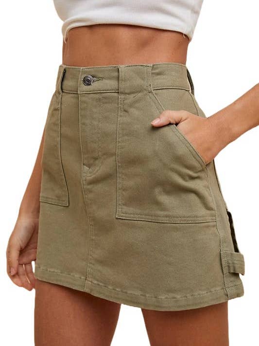 Stretch Cargo Denim Mini Skirt for wholesale by Vanilla Monkey