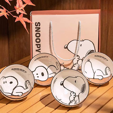 K_Wonderland - Wholesale Bowl - Snoopy Daily Kitchenware Ceramic Bowl 4PCS Gift Box SET
