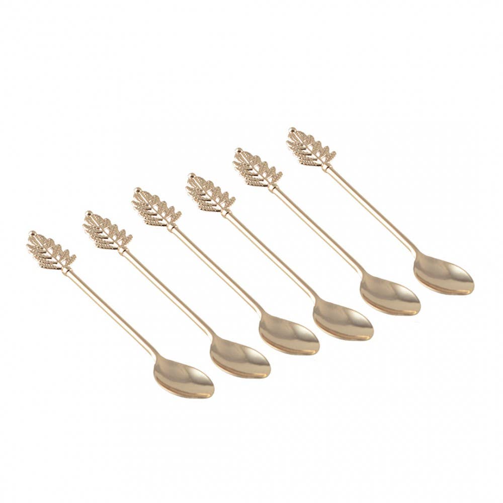 AULICA - Wholesale Table Spoon (Cutlery) - Gold leaf teaspoons - set of 60