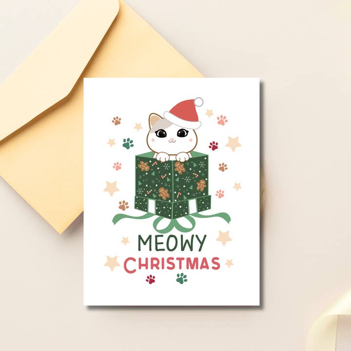 Julkort Meowy Christmas för wholesale av Dumplings and Us