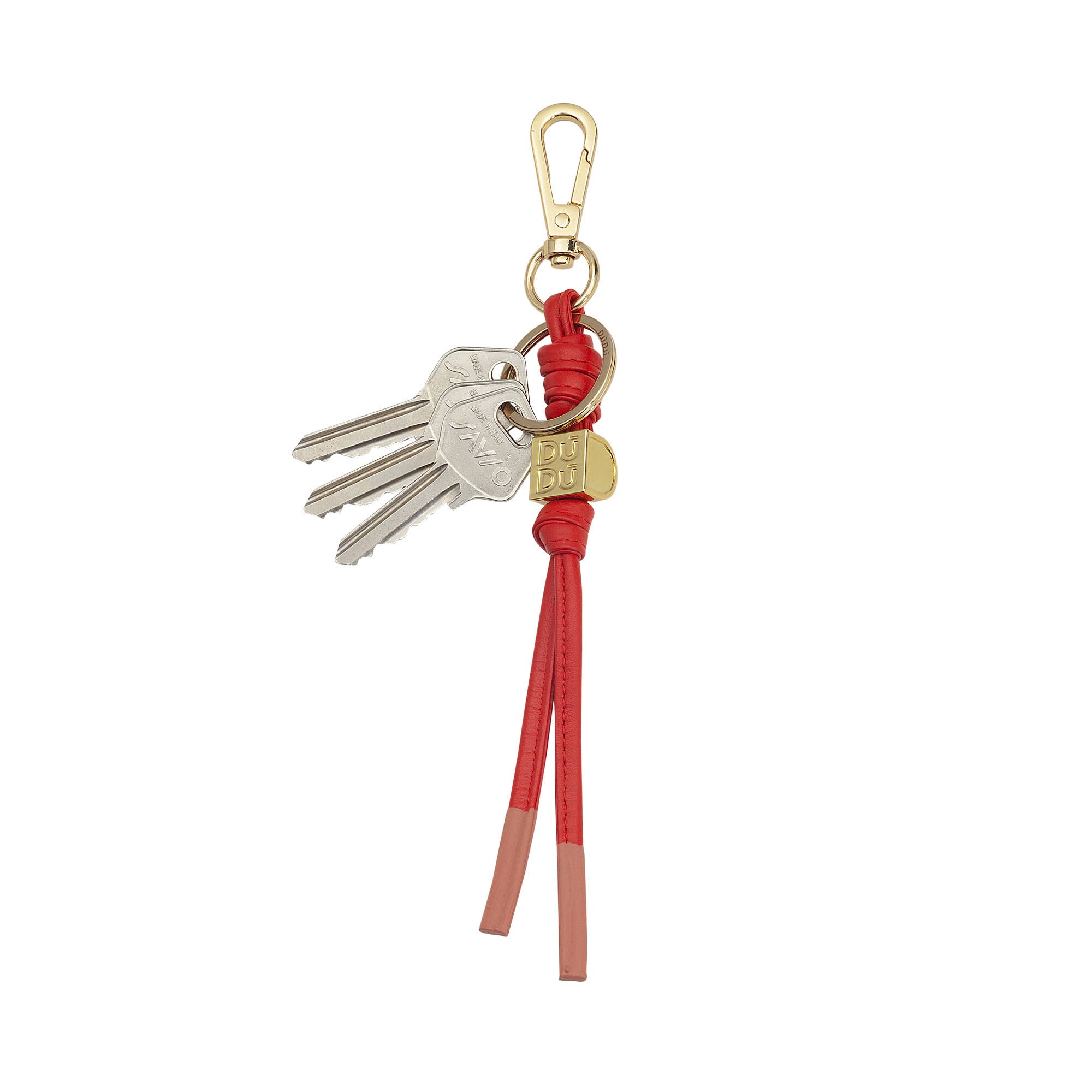 dudu – Porta-chaves - Unissexo por atacado – Porta-chaves Dudu em Pele com Argola e Mosquetão Vermelho Fogo2