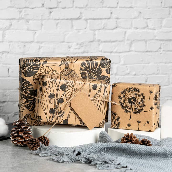 Wrapaholic Gifts & Packing Company - Wholesale Wrapping Paper Roll - Wrapping Paper Rolls with Tags&String 17in×10ft Flowers1