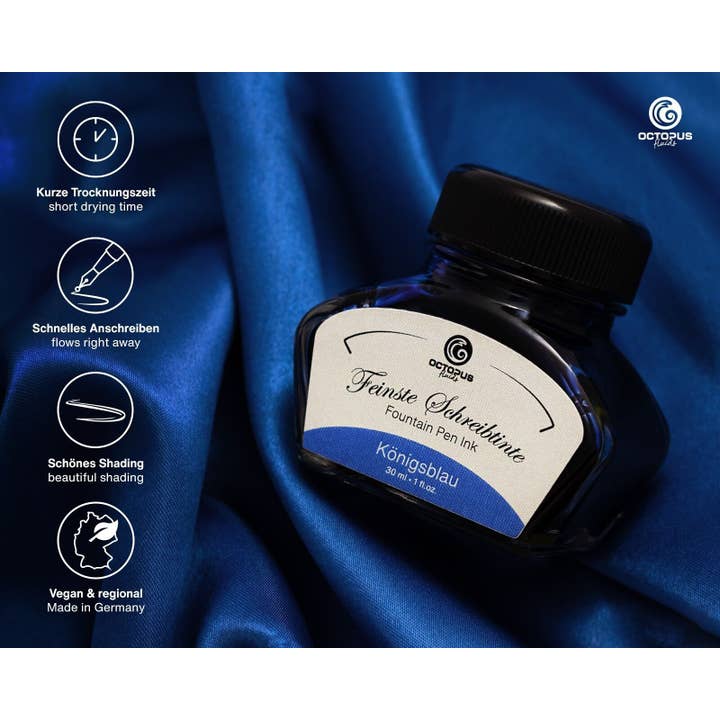Octopus Concept GmbH – wholesale Bläckdyna – Kungligt blått skrivbläck, raderbar, 30 ml med omvandlare