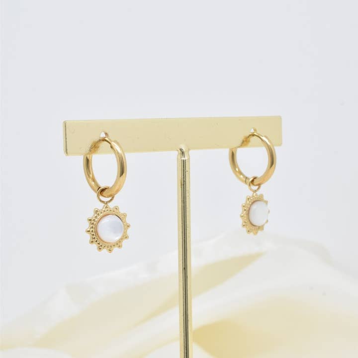 Solörhängen i pärlemor i rostfritt stål-BO100494 för wholesale av Kapyco