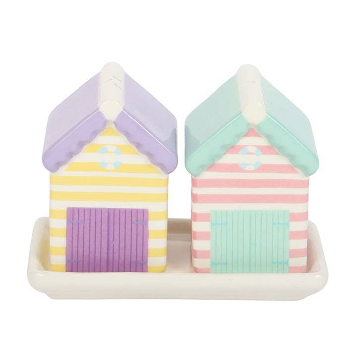 Something Different Wholesale - Wholesale Salt & pepper shaker set - Pastel Beach Hut Salt and Pepper Shakers1