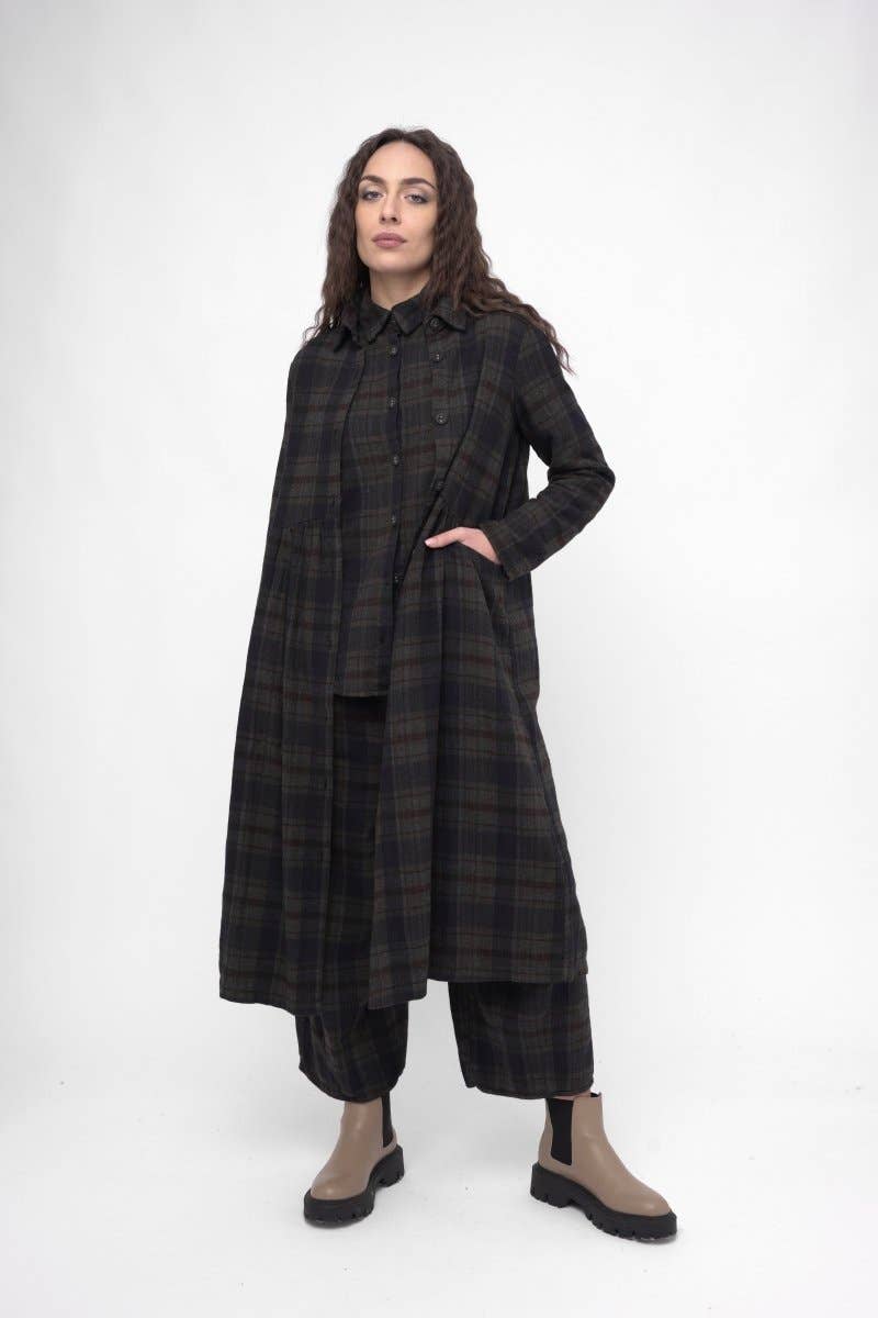 Baci & Amici Fashion - US Continental - Wholesale Dress - Women's - Cotton Plaid Tiered Waist Dress11