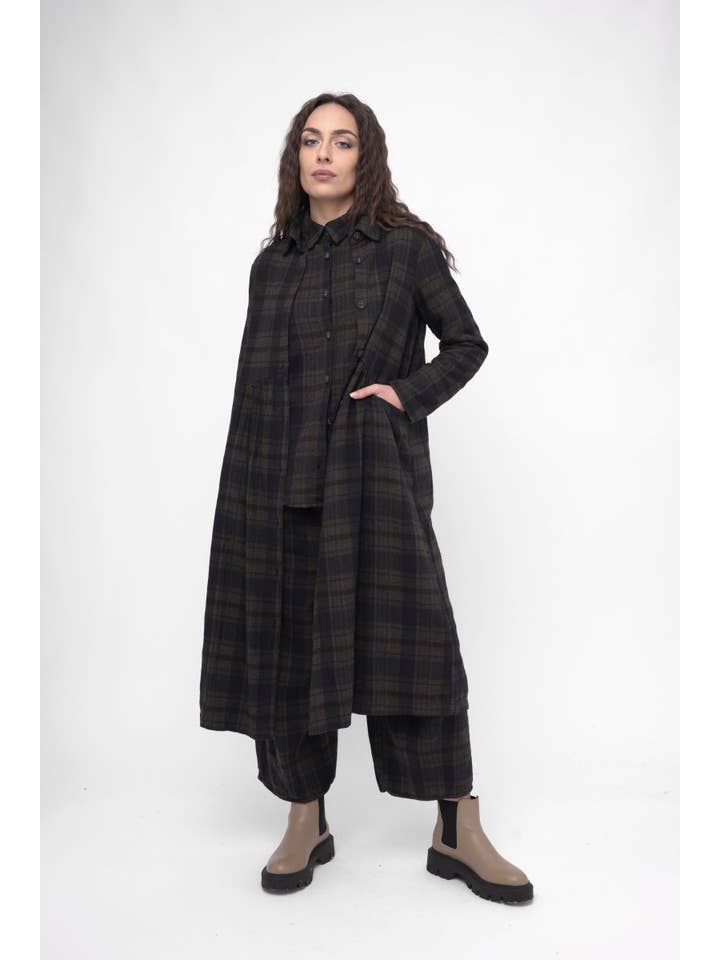 Baci & Amici Fashion - US Continental - Wholesale Dress - Women's - Cotton Plaid Tiered Waist Dress11