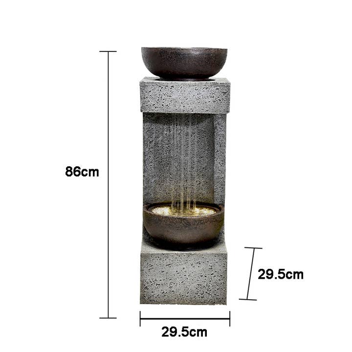 Hi-Line Gift Ltd. - Wholesale Outdoor Ornament/Decor - 34" H Rainfall Fountain with Bowl On Top with LEDS3