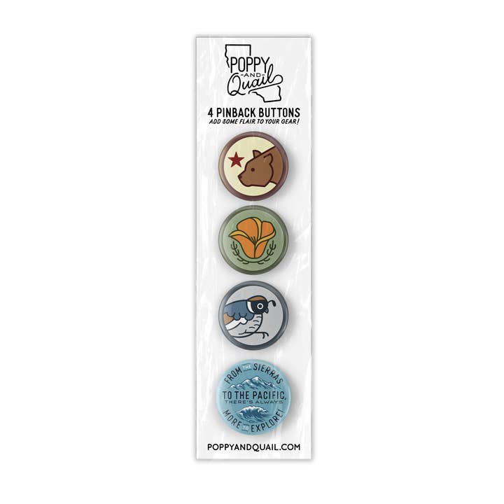 California State Symbol Button Set for wholesale by Poppy & Quail