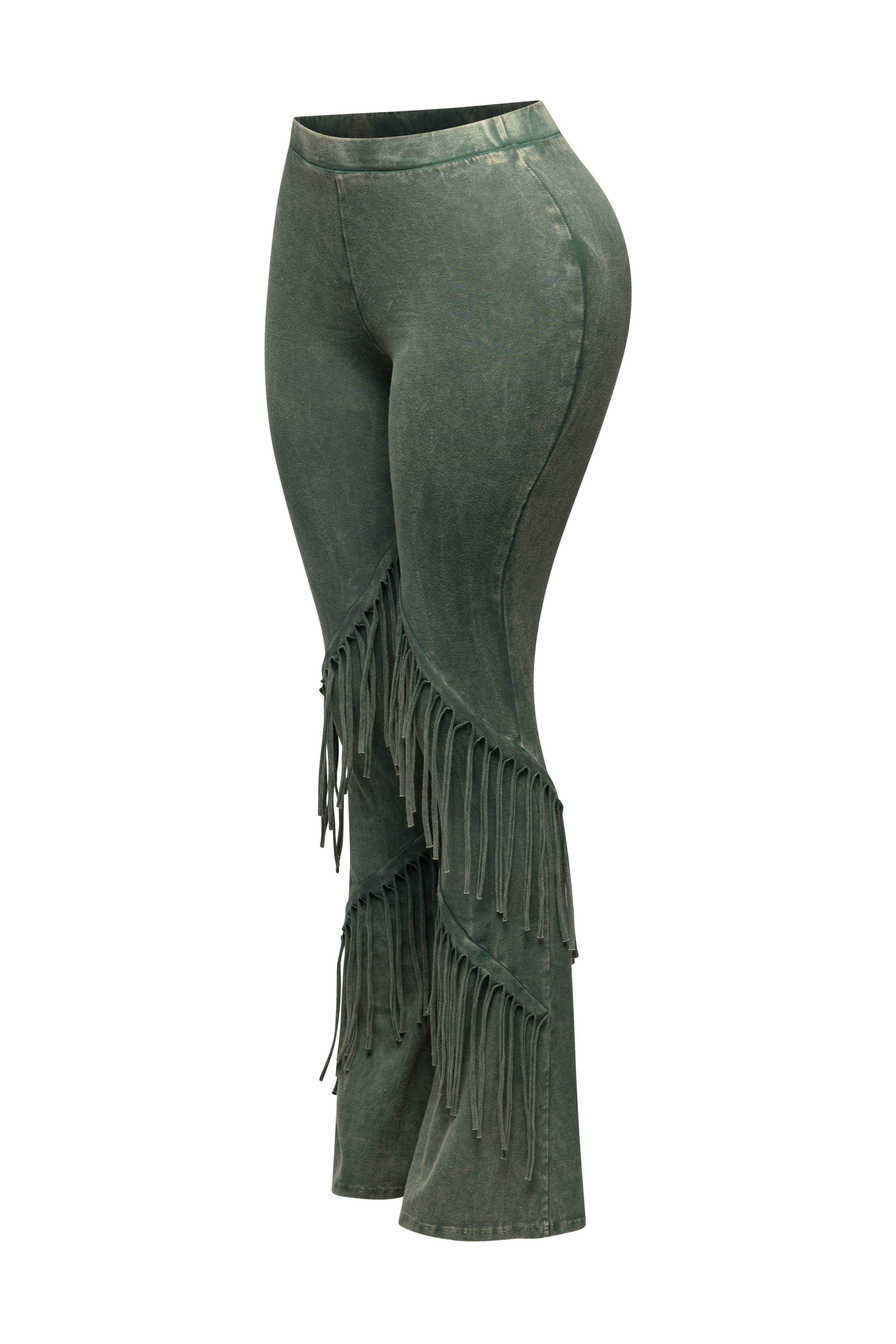 K Too - Wholesale Broek - Dames - Met mineralen gewassen flare-broek met franjes8