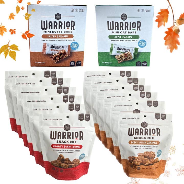 Warrior Autumn Variety Pack, Gluten Free Seasonal Snacking for wholesale by BeeFree LLC.