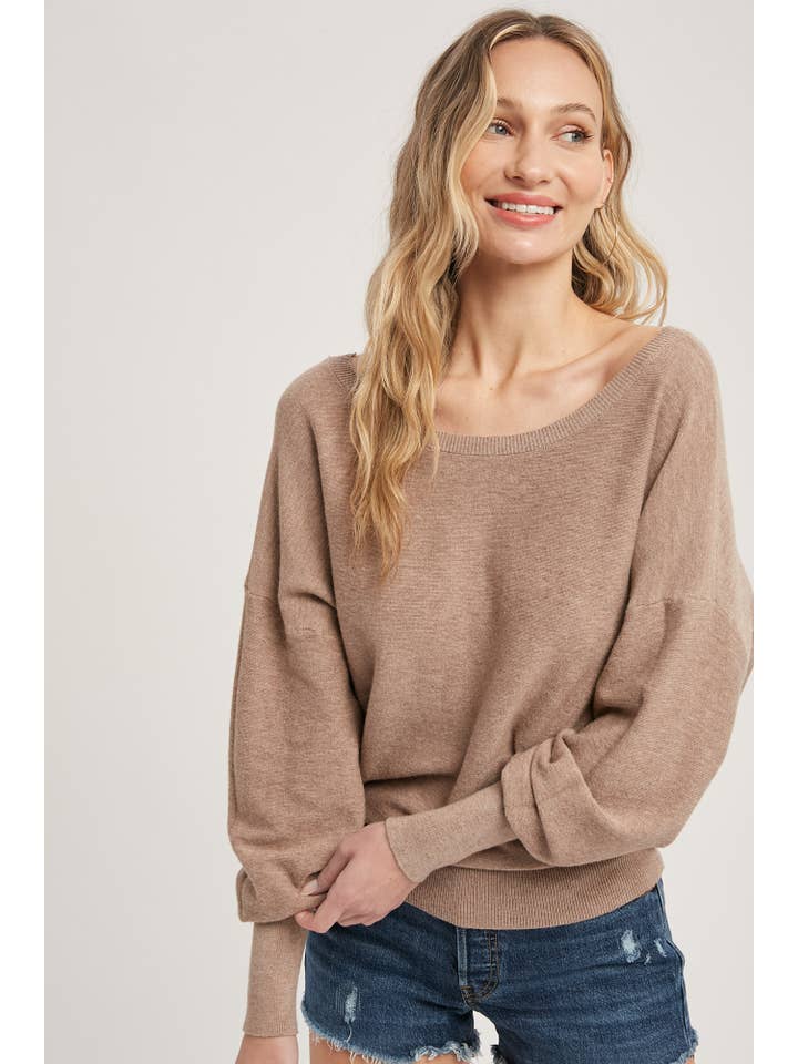 Bluivy - Wholesale Sweatshirt - Women's - BACKLESS BALLOON SLEEVES PULLOVER21