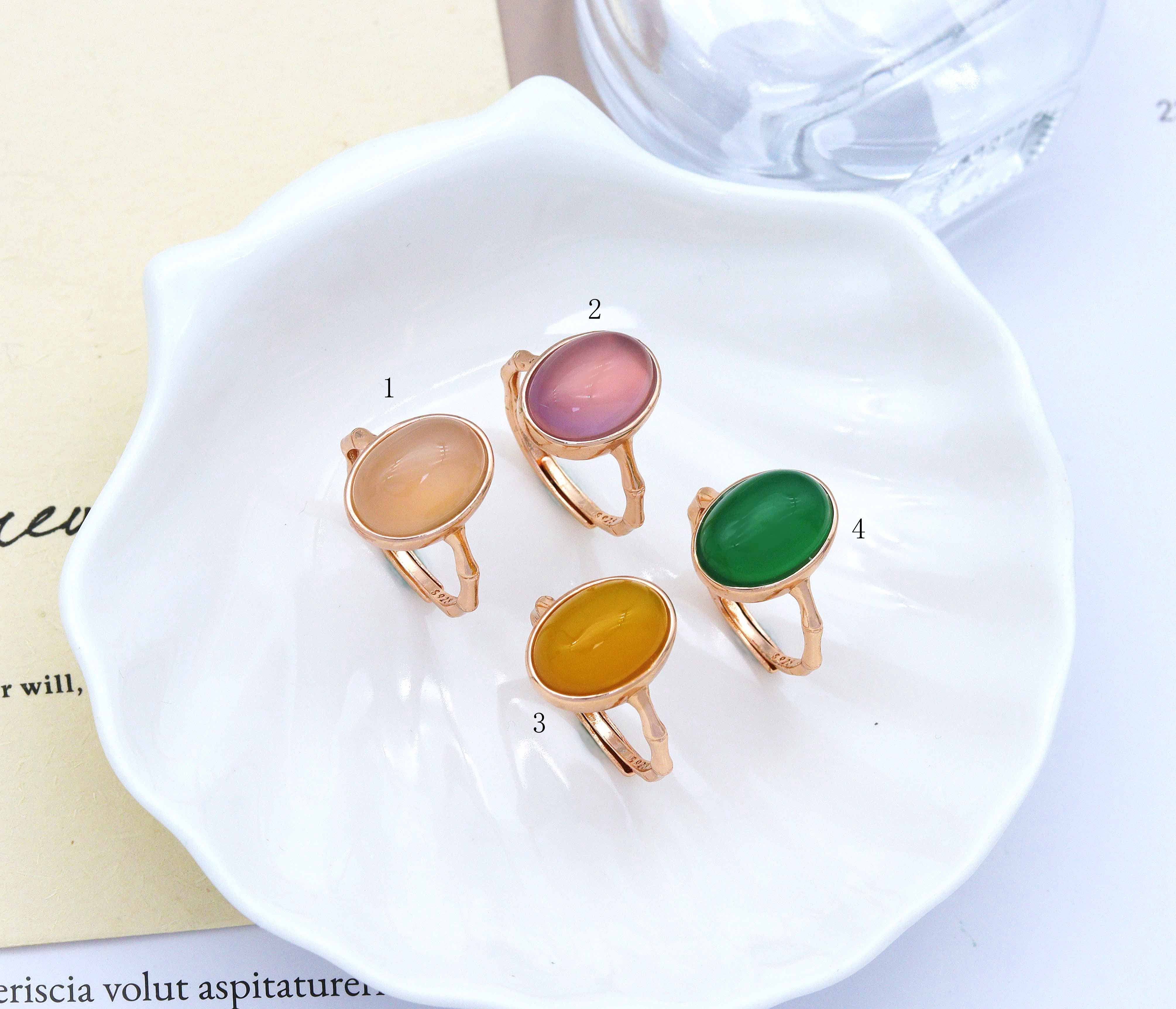 BestBeads&Beyond - Wholesale Single Stone/Solitaire Ring - Oval Jade Adjustable Ring, Sku#LX550