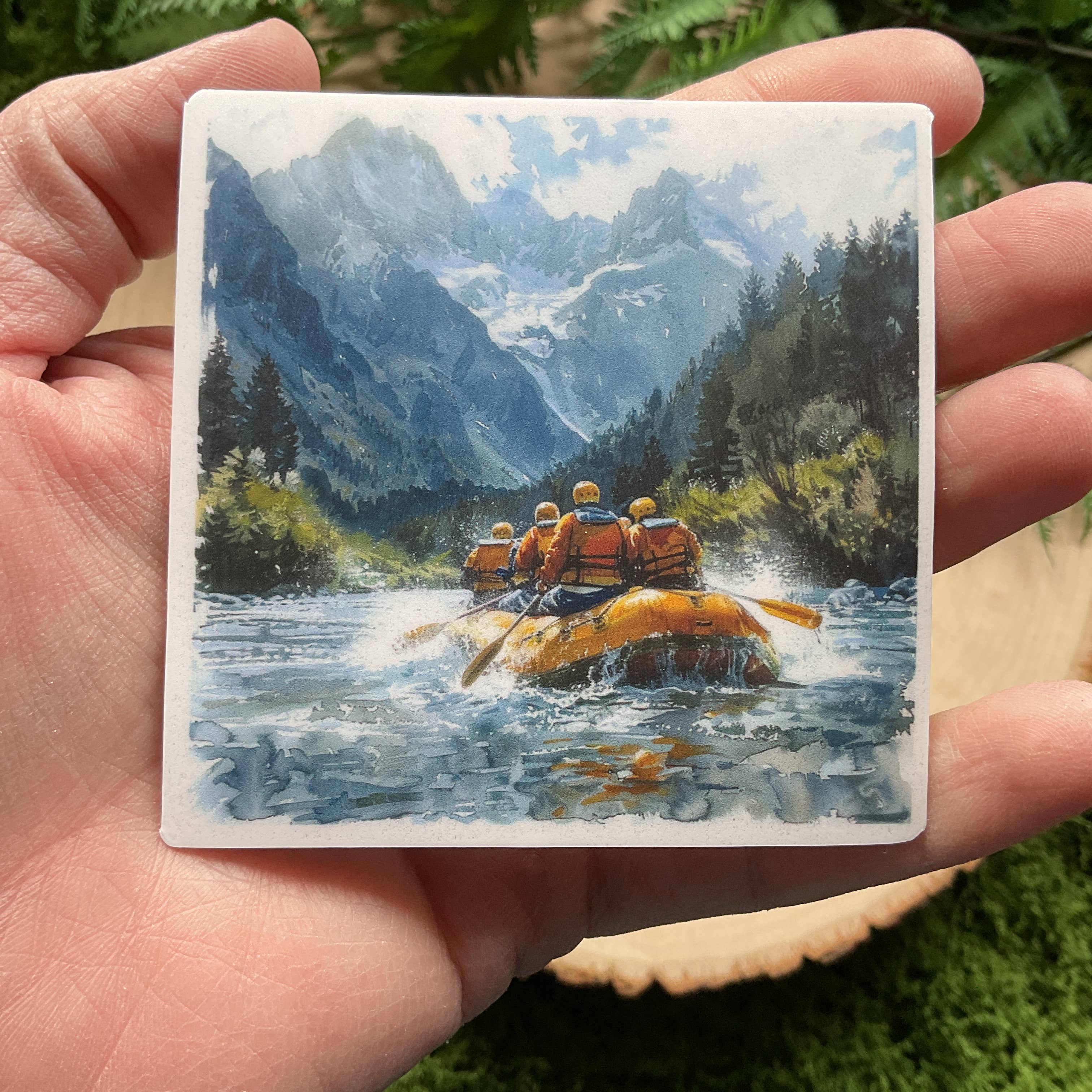 National Parks and Beyond - Wholesale Phone & Laptop Stickers - Rafters Floating Down the River Rapids 3" Vinyl Sticker2