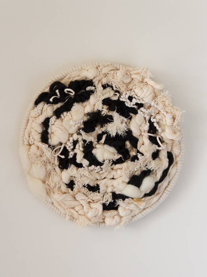 RTS - Black + White Collection D | Round Woven Wall Hanging for wholesale by little oak + co.