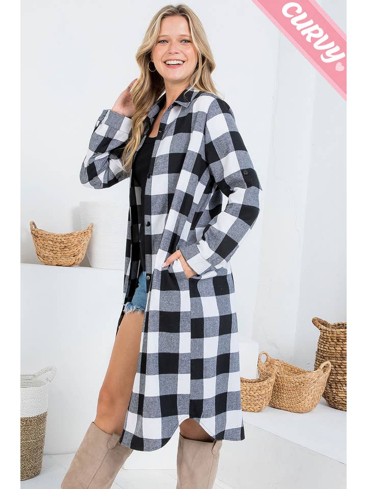 Sweet Lovely by Jen - Wholesale Button Down Shirt - Women's - SW2012PL PLAID BUTTON UP LONG SHIRT23