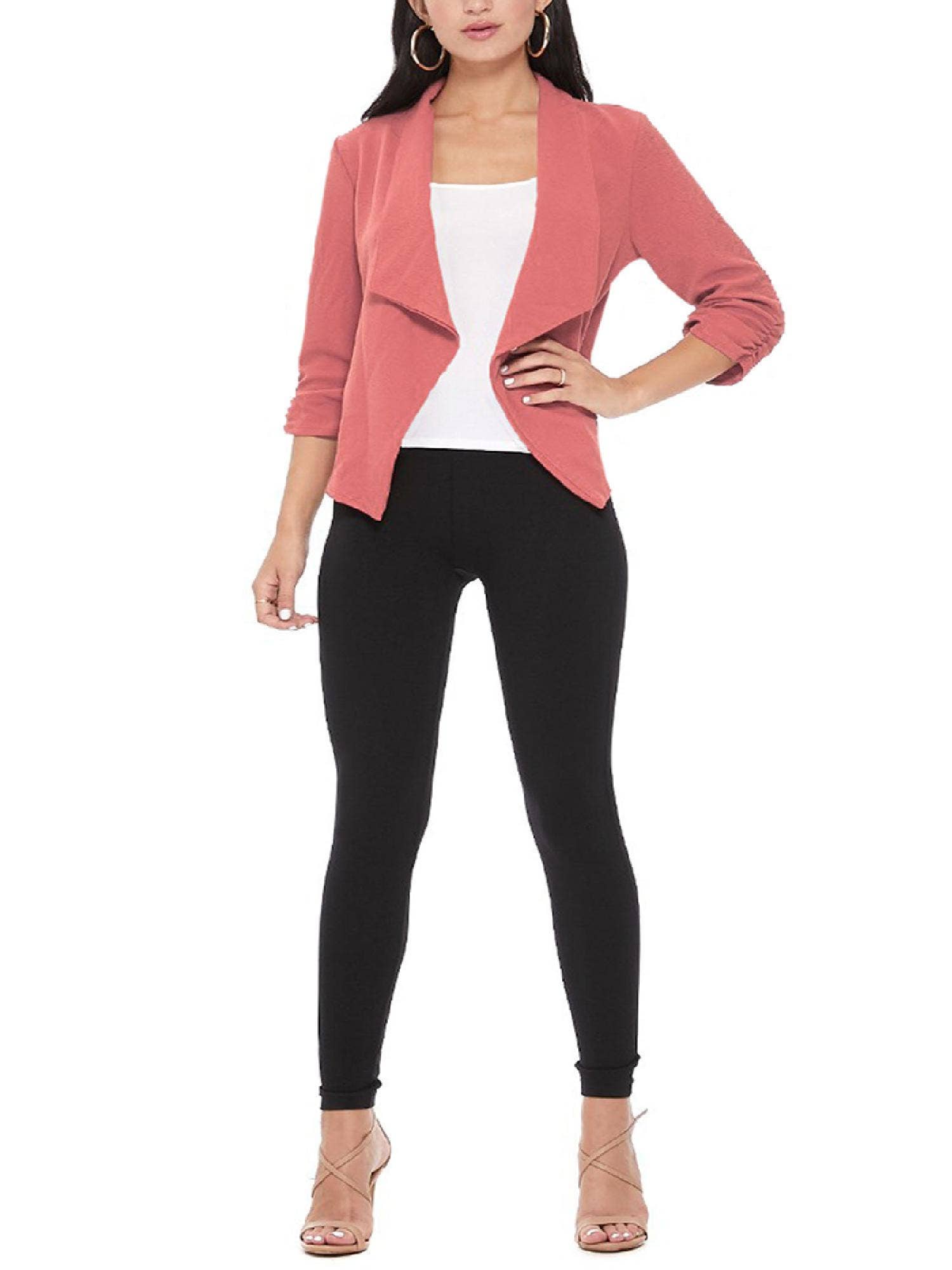 MOA COLLECTION - Wholesale Blazer - Women's - Casual Open Front Draped Solid Blazer Jacket3