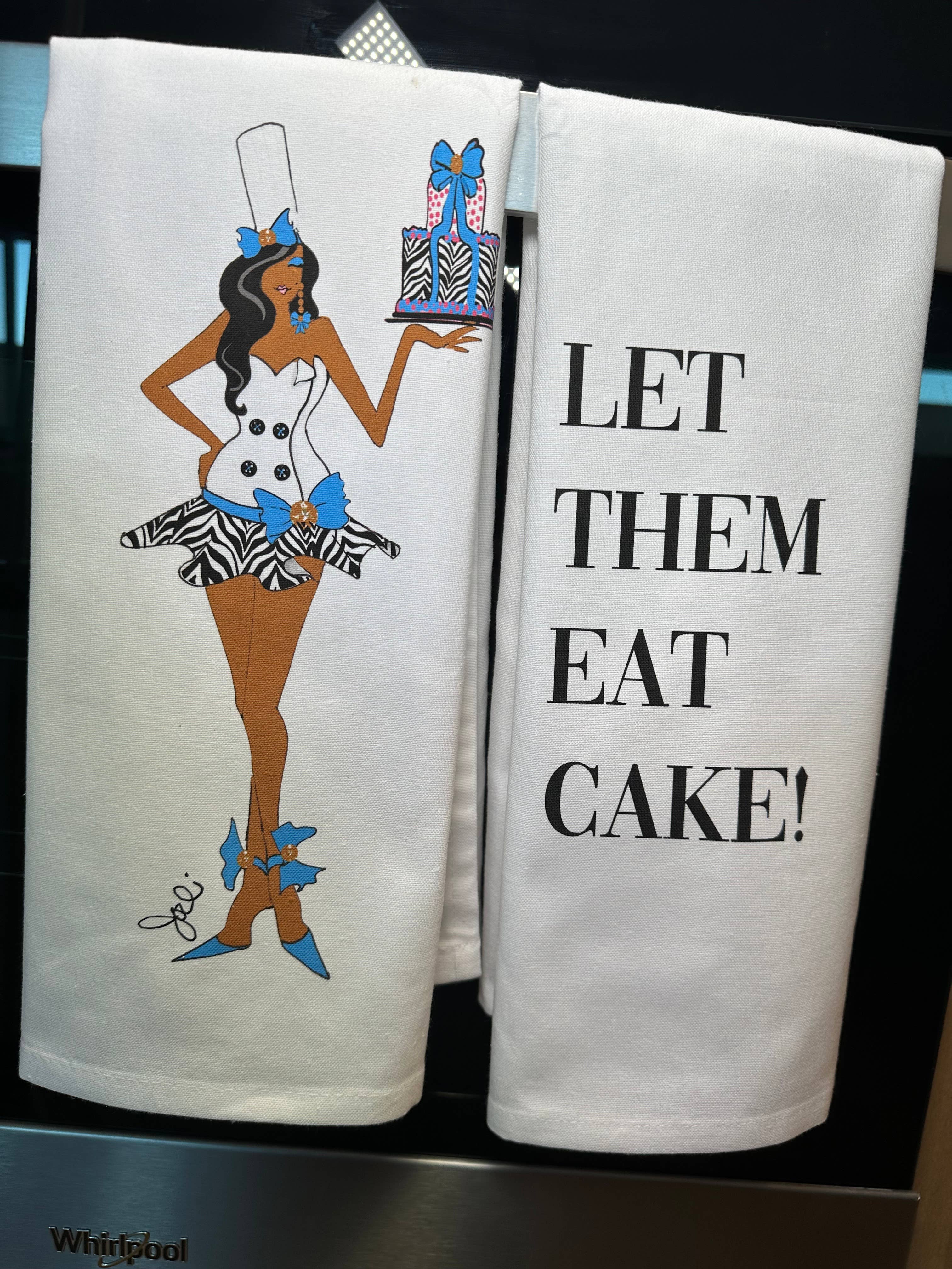 By Jodi LLC – wholesale Kökshandduk – Let Them Eat Cake BLUE kökshandduksuppsättning med 2, kökstillbehör0