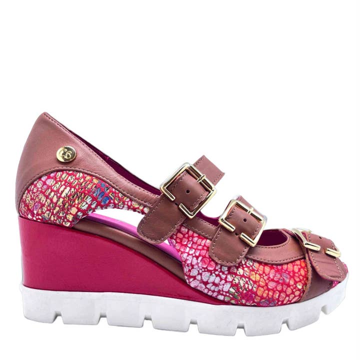 Le Trek - Natural red wedge sandal for wholesale by Chanii B