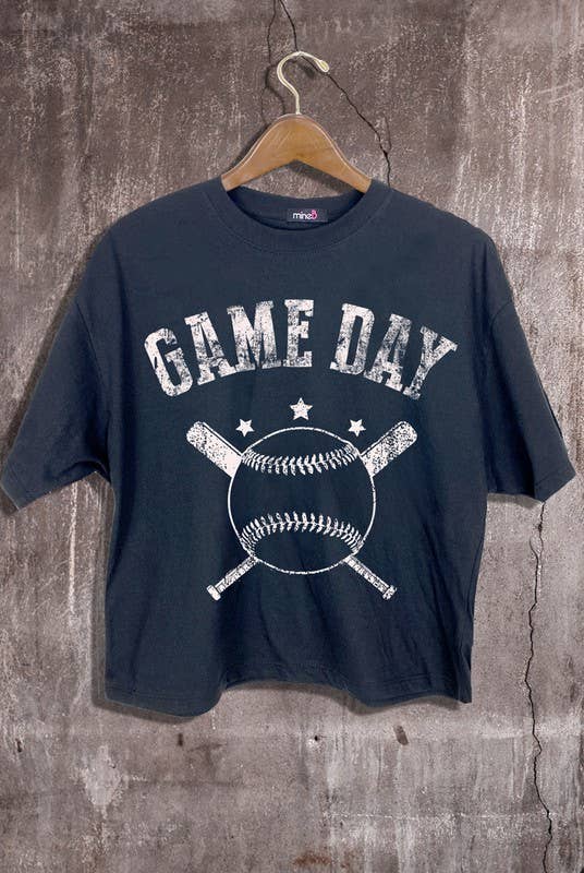 MINEB - Wholesale Screen Printed T-Shirt - Women's - Game Day Baseball Crop Top7