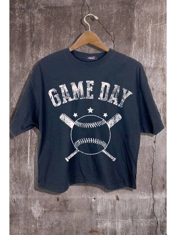 MINEB - Wholesale Screen Printed T-Shirt - Women's - Game Day Baseball Crop Top7