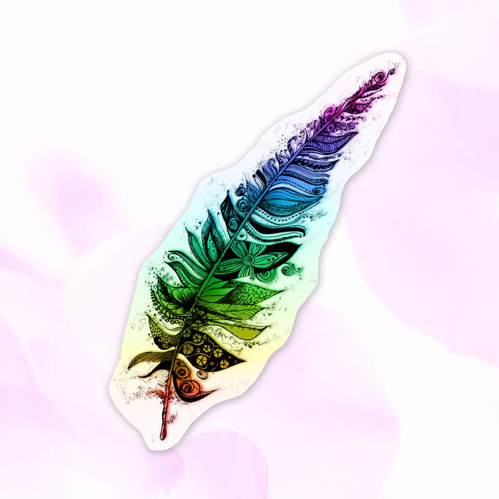Rainbow Feather Sticker, LGBTQ Support Rights Sticker for engroshandel hos Katekreates