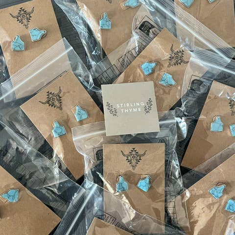 Cow Tag - Turquoise Stud Earrings and other Purchase Wholesale cowhide jewelry case. Free Returns & Net 60 Terms on Faire trending on Faire.