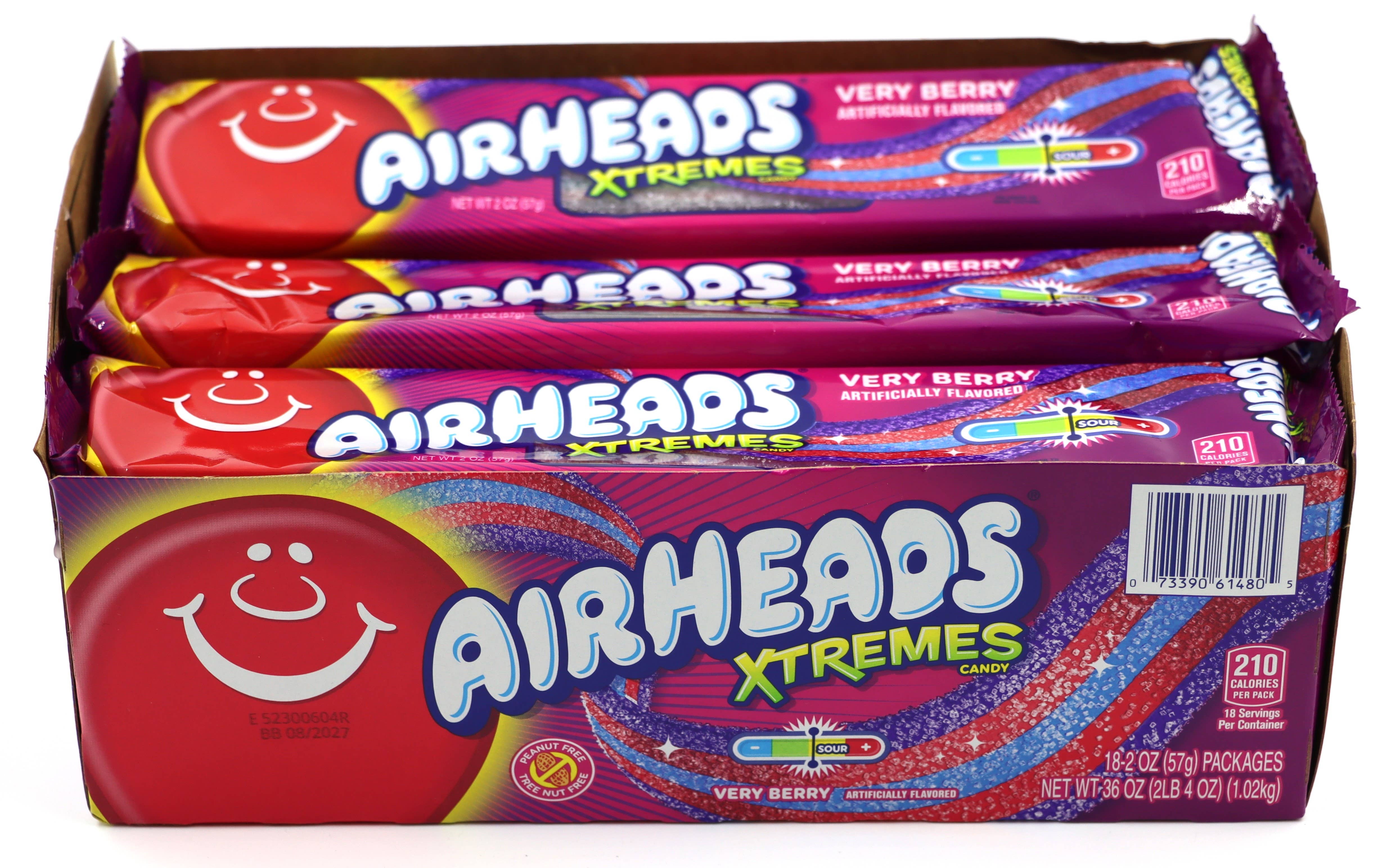 Grandpa Joe's Candy Shop – wholesale Gummy – Airheads Xtremes Very Berry Candy Belts 2oz, 18ct