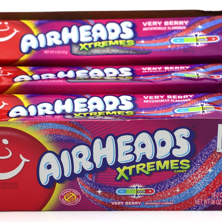 Grandpa Joe's Candy Shop – wholesale Gummy – Airheads Xtremes Very Berry Candy Belts 2oz, 18ct0