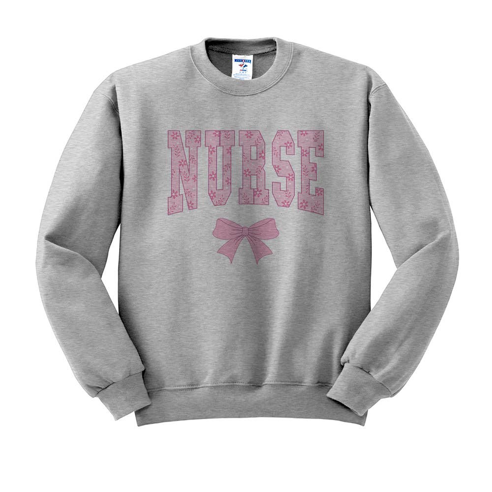Lucky Luna Apparel - Wholesale Graphic Sweatshirt - Women's - Pink Bow Nurse Crewneck Sweatshirt4