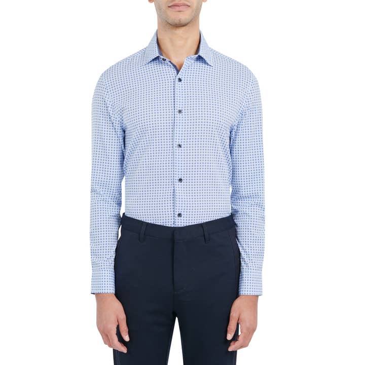 SLIM FIT CONCENTRIC GEO 4-WAY STRETCH DRESS SHIRT for wholesale by W.R.K