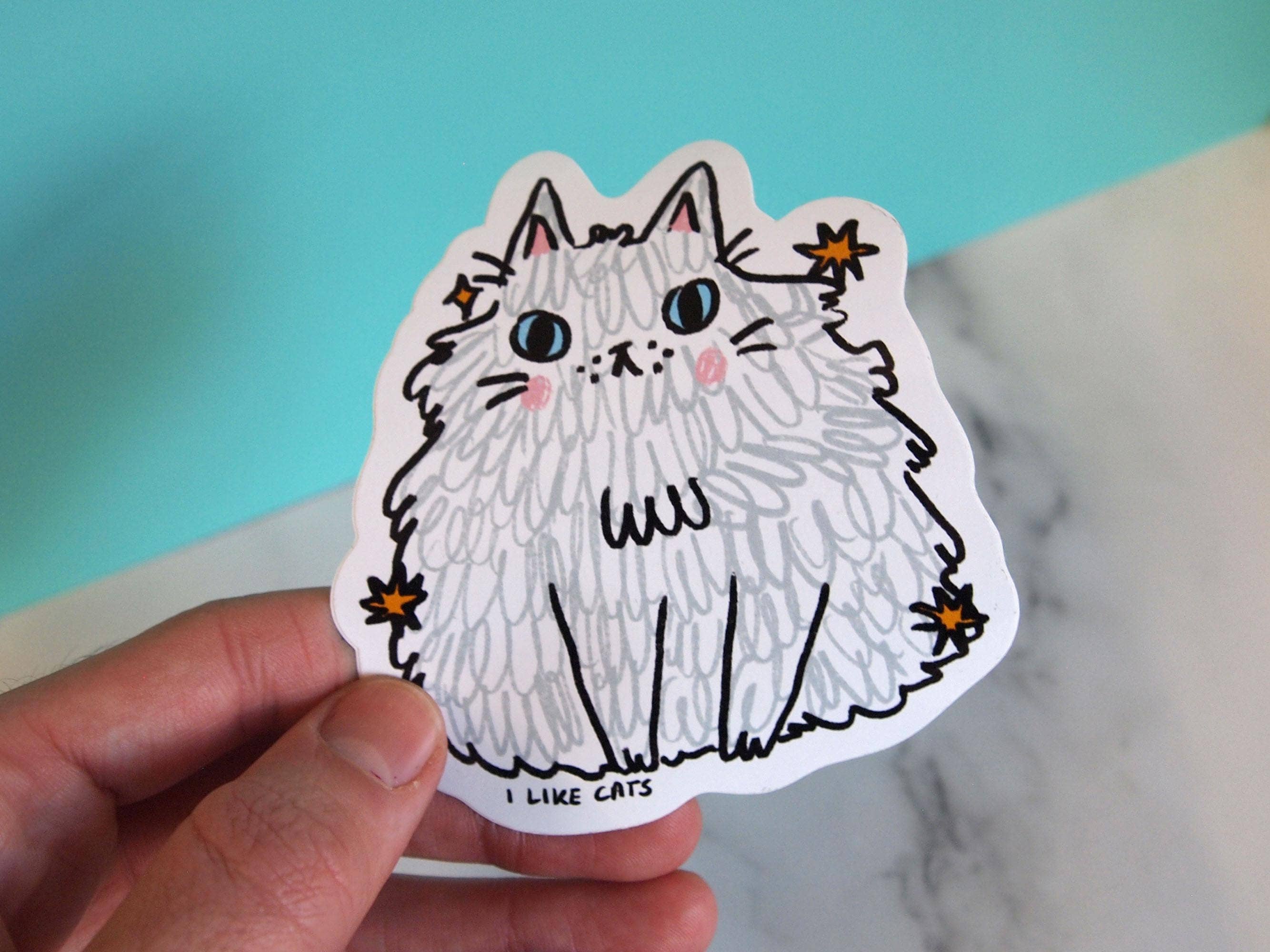 I LIKE CATS - Wholesale Sticker - Hairy Fluffy Cat Illustrated Vinyl Decal Sticker5