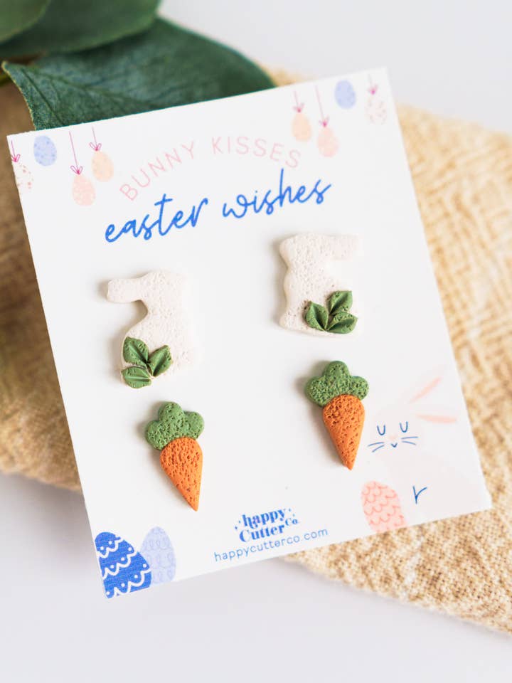 Easter Bunny Carrot Stud Earring Pack | Easter Earrings for wholesale by Happy Cutter Co