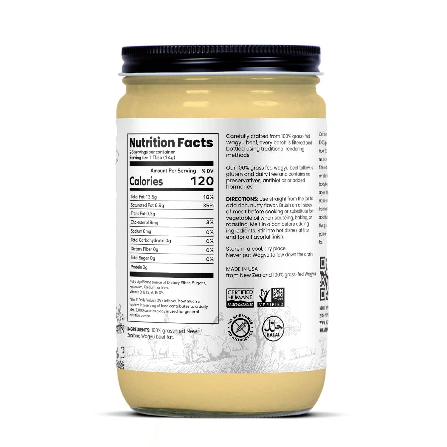 Hearthy Foods - Wholesale Cooking Oil - Grass Fed Wagyu Beef Tallow - Halal1