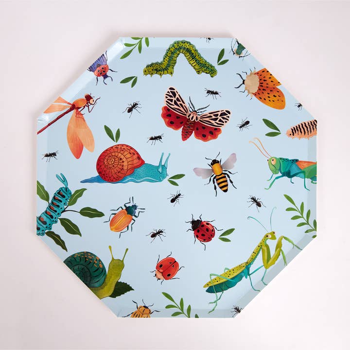 Bug Collection – Light Blue Bugs Small Plates | Joy Ladder Premium Partyware for wholesale by Joy Ladder LLC