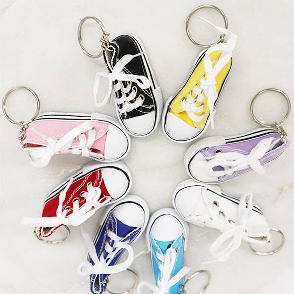 MIX COLOR Canvas Rubber Sole Sneakers Novelty Key Chain for wholesale on Faire