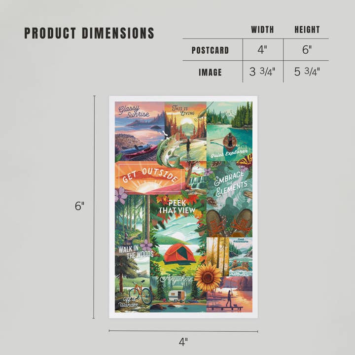Lantern Press - Wholesale Postcard - PREMIUM POSTCARDS Get Outside Series Collage4