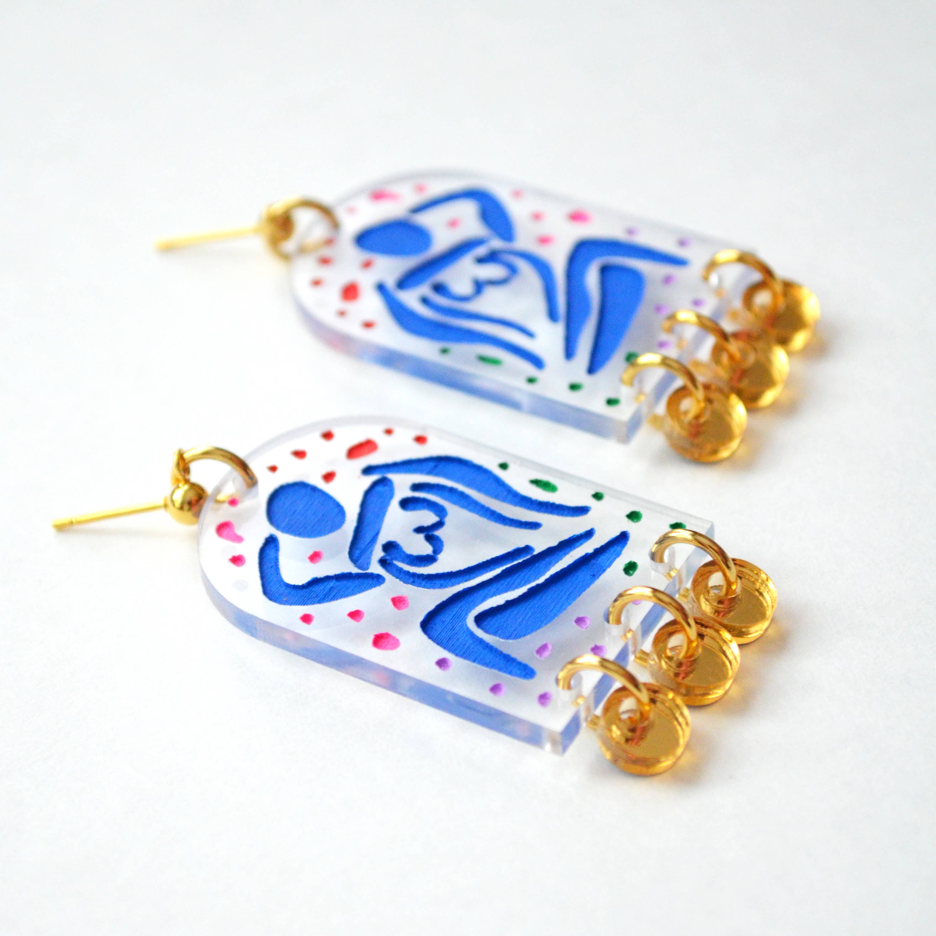 Boo and Boo Factory - Wholesale Hangende/ronde oorbellen - Blauwe dames acryl arch bengelen oorbellen7