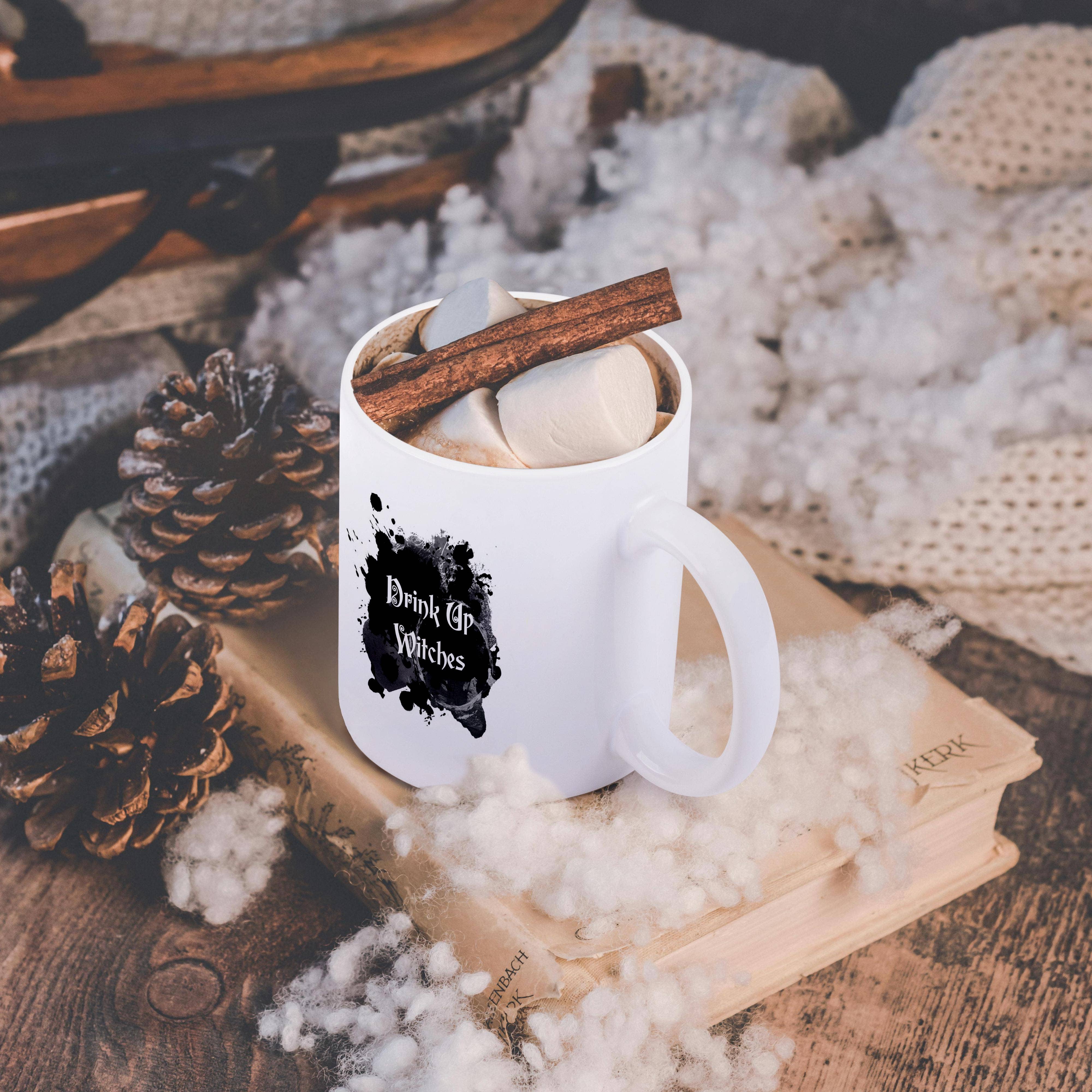 3dRose - Wholesale Coffee Mug - 3dRose, Drink Up Witches - witch brew Halloween witchs potion black ink splat, Mug11