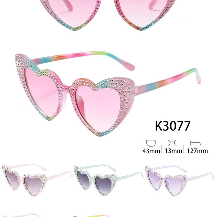 Prime Opticals - Wholesale Sunglasses - Kids - K3077, Cute Rhinestone Heart Kids Glasses
