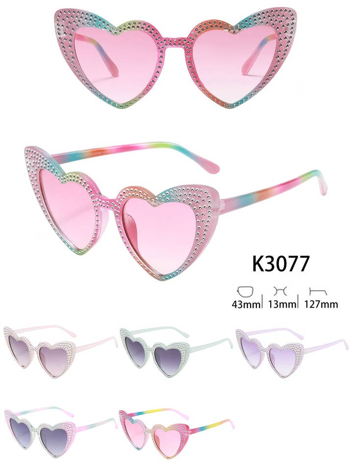 K3077, schattige kinderbril met strass-hart voor wholesale door Prime Opticals